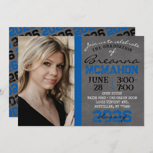 Invitation de graduation en tableau noir et bleu