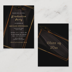 Invitation de graduation encadrée Black and Gold M