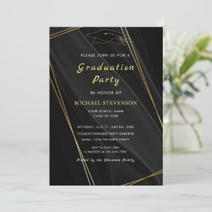 Invitation de graduation encadrée d'or noir