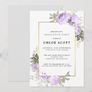 Invitation de graduation florale Rose violette