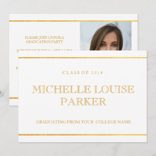 Invitation de graduation Gold White