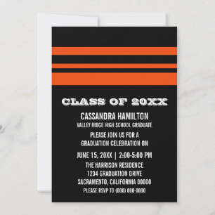 Invitation de graduation Gras Noir/Orange