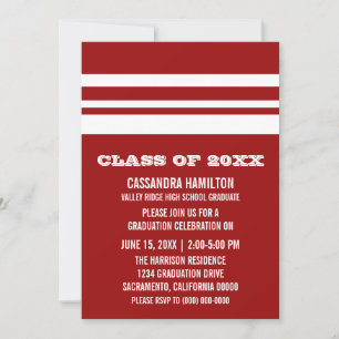 Invitation de graduation Gras Rouge/Blanc