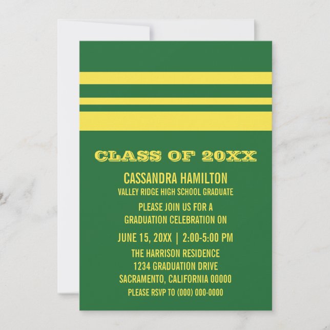 Invitation de graduation Gras Vert/Jaune (Devant)