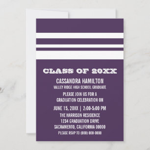 Invitation de graduation Gras Violet/Blanc