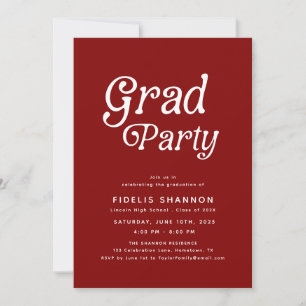 Invitation de graduation Maroon Retro