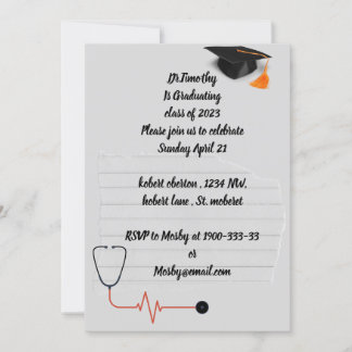 Invitation de graduation Médicale modifiable