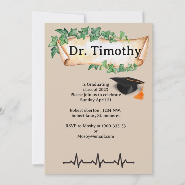 Invitation de graduation Médicale modifiable (Devant)