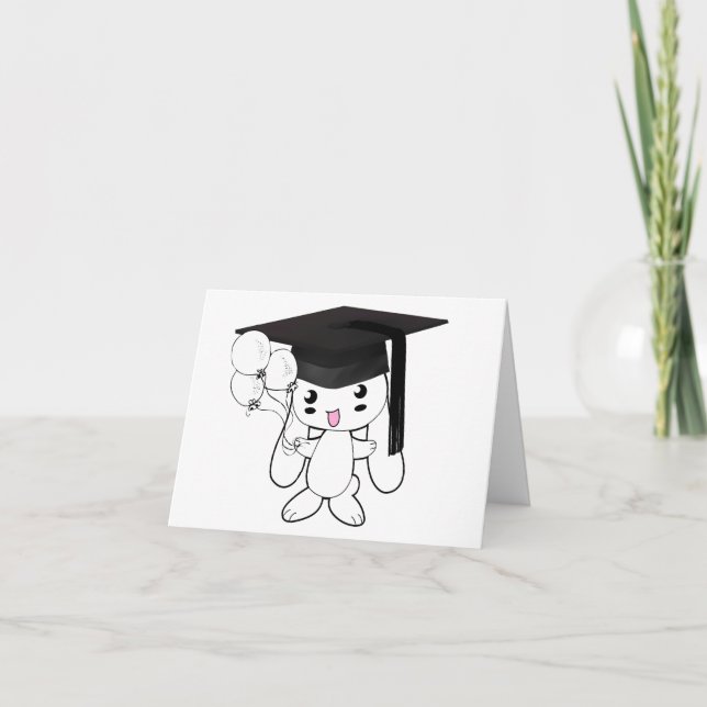 Invitation de graduation mignonne noire et blanche (Devant)