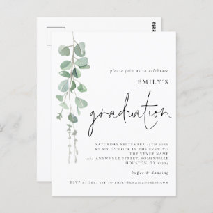 Invitation de graduation moderne Eucalyptus Script