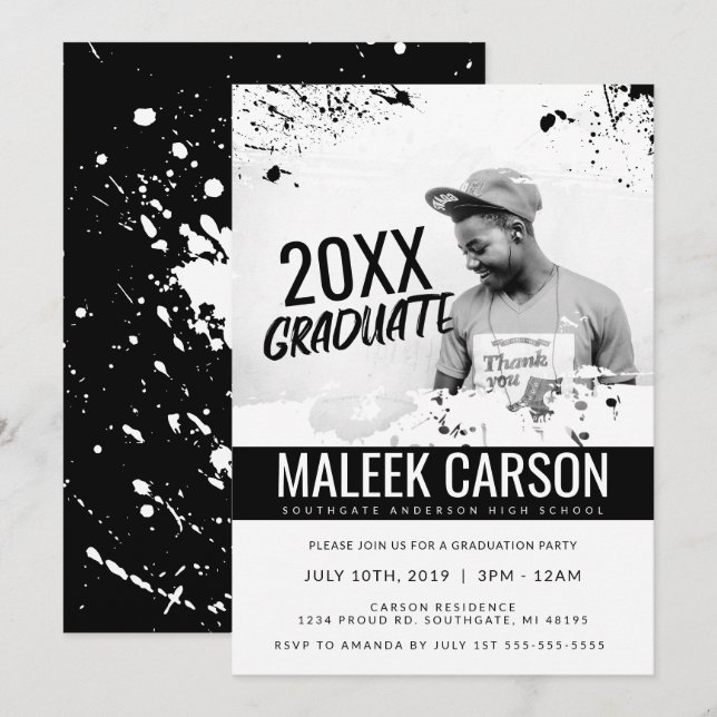 Invitation de graduation moderne | Gras Invitation (Devant / Derrière)
