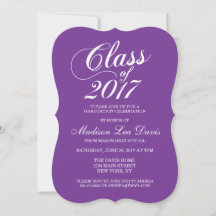 Invitation de graduation moderne violet solide