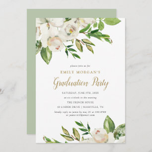 Invitation de Graduation Party de Blooms dorés
