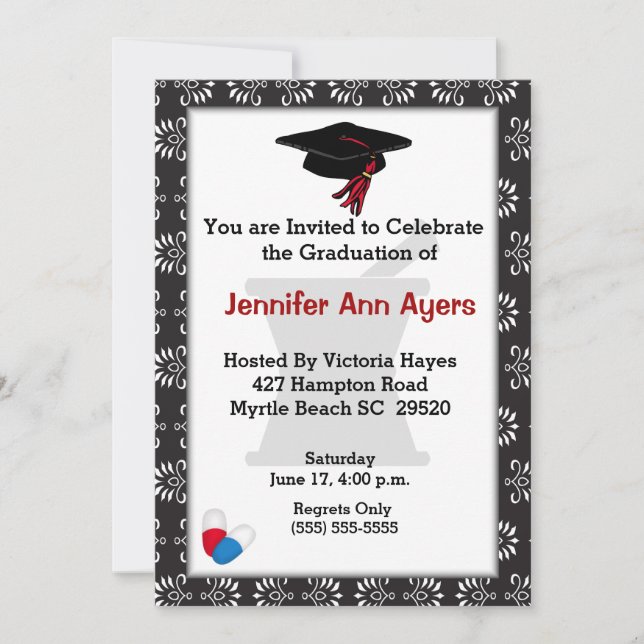 Invitation de graduation personnalisée pour pharma (Devant)