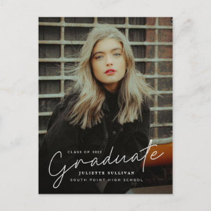 Invitation de graduation photo en écriture manuscr