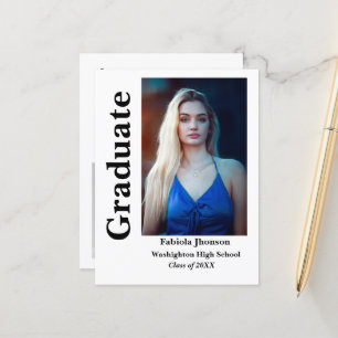 Invitation de graduation photo script minimaliste