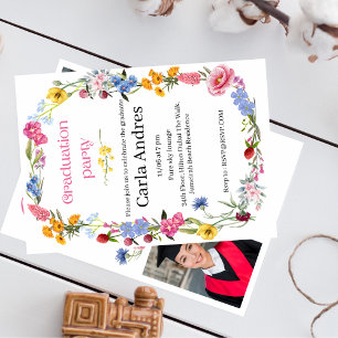 invitation de graduation portrait de fleurs sauvag