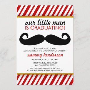 Invitation de graduation pour garçon Mustache mode