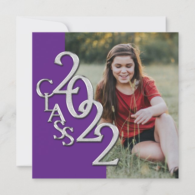 Invitation de graduation Purple et Silver 2022 (Devant)