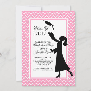 Invitation de graduation rose moderne Silhouette G