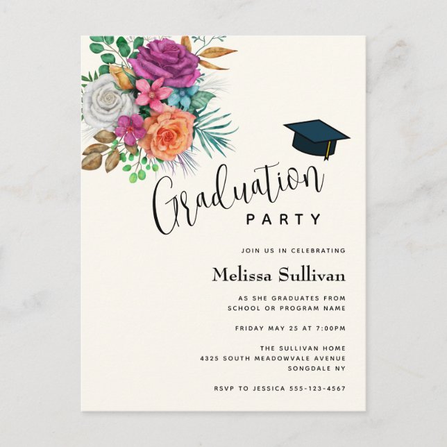 Invitation de graduation Roses Roses Roses Roses,  (Devant)