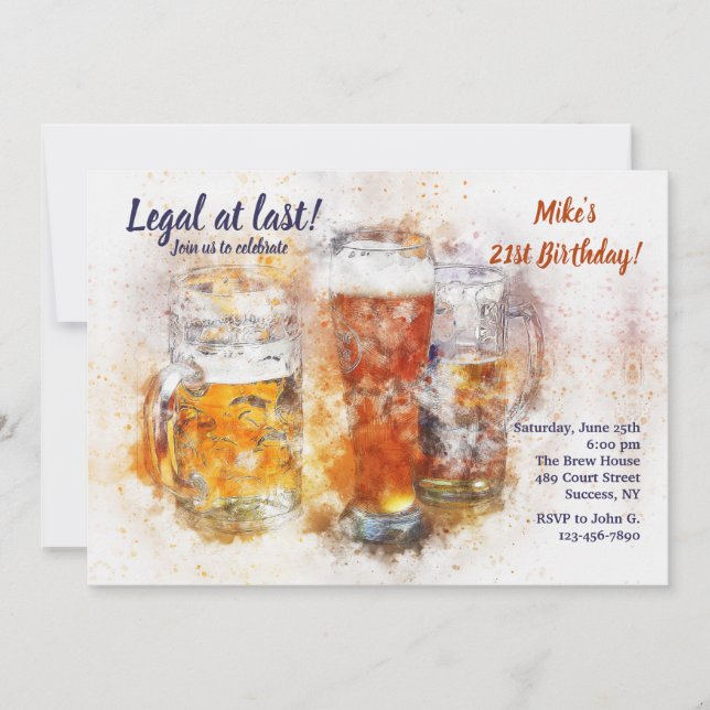 Invitation de grandes verres de bière (Devant)