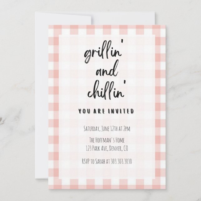 Invitation de Grillin' et Chillin' En vichy BBQ (Devant)
