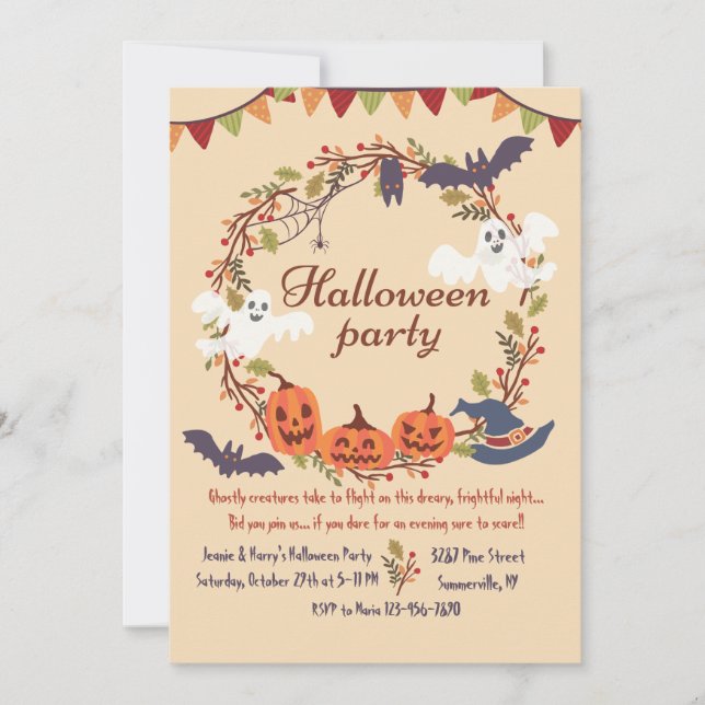 Invitation de guirlande de Halloween (Devant)