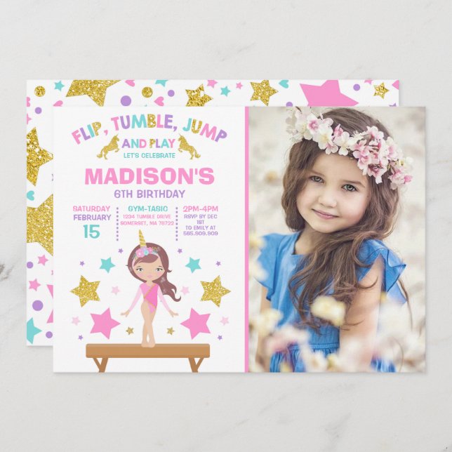 Invitation de gymnastique Fête de gymnastique lico (Devant / Derrière)