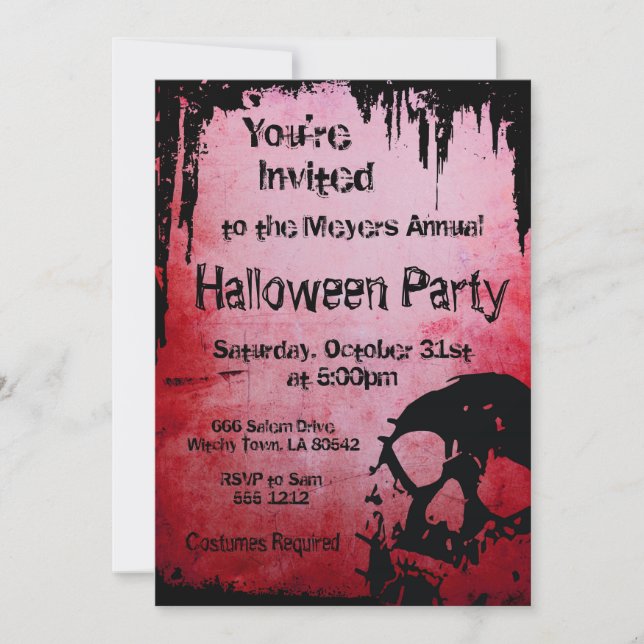 Invitation de Halloween avec le crâne (Devant)