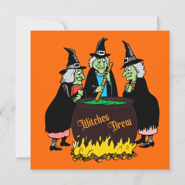 Invitation de Halloween de Brew de sorcières (Devant)