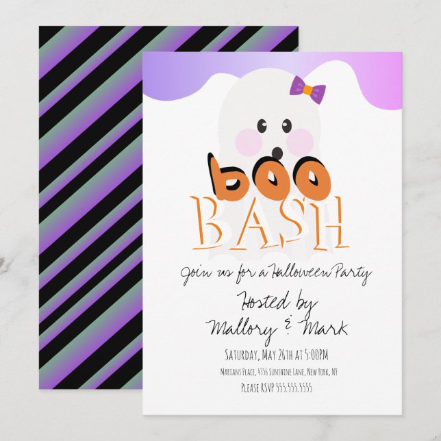 Invitation de Halloween Ghoul Ghost Party Boo Bash (Devant / Derrière)