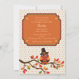 Invitation de hibou de thanksgiving
