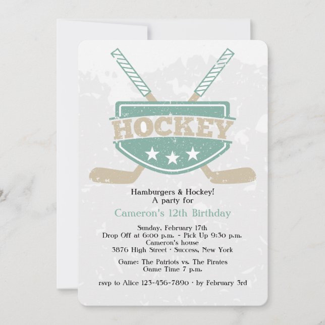 Invitation de hockey (Devant)