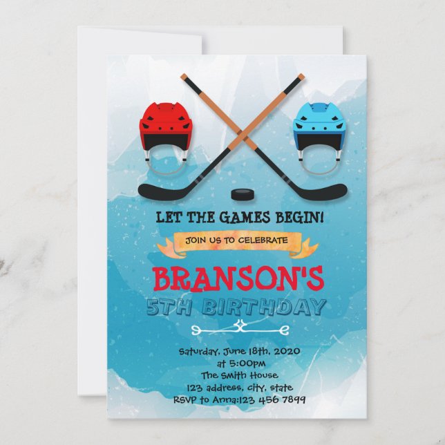 Invitation de hockey sur glace Cute (Devant)