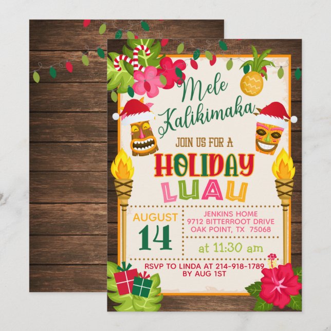 Invitation de Holiday Luau (Devant / Derrière)