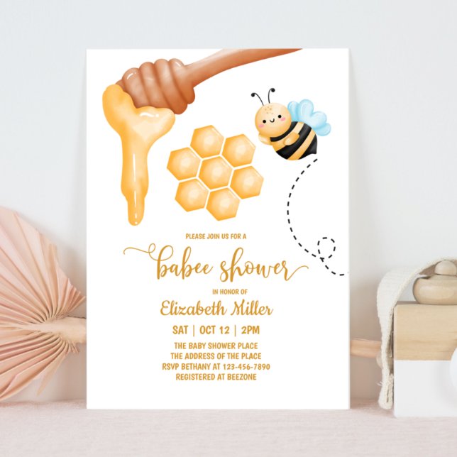 Invitation de HoneyComb et de Baby shower d'abeill (Créateur téléchargé)