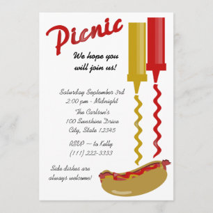 Invitation de Hot Dog et Condiments