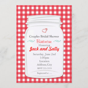 Invitation de jar Mason rustique de gingham rouge