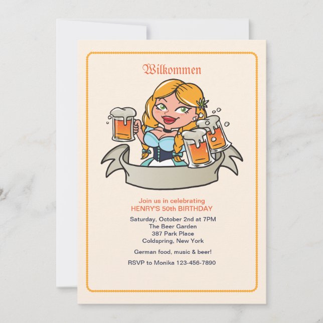 Invitation de jardin de bière de Fräulein (Devant)