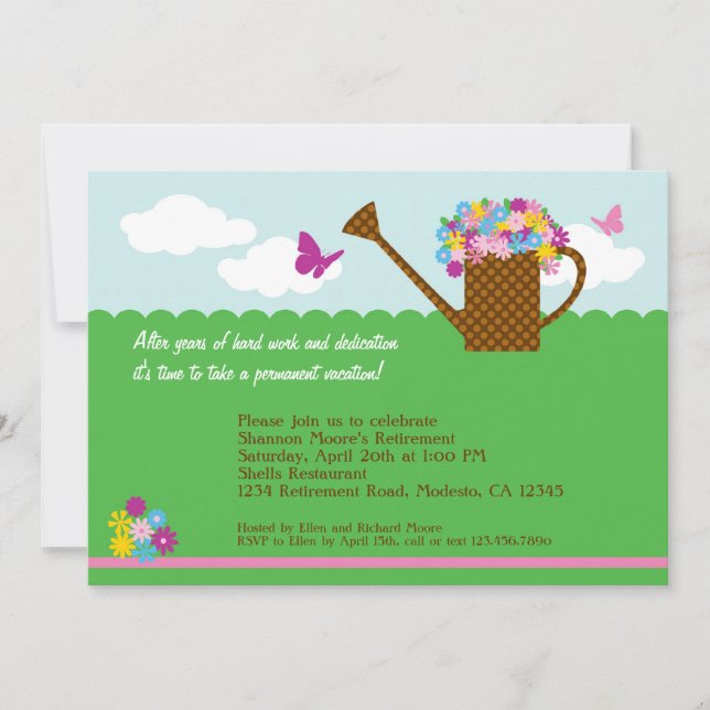 Invitation de jardinage de partie de retraite (Devant)