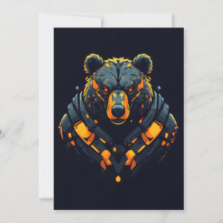 Invitation de jeu cyberpunk néon Bear Mecha