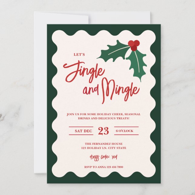 Invitation de Jingle et Mingle Fête moderne (Devant)