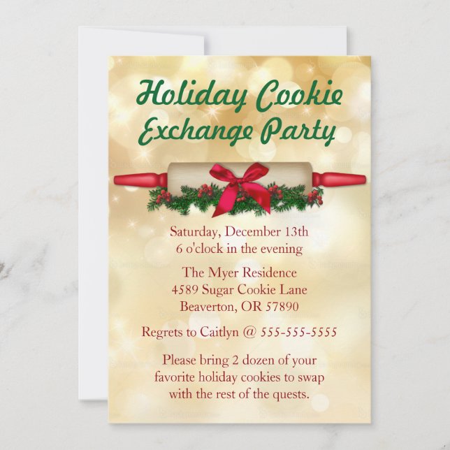Invitation de jour férié de l'échange de cookies d (Devant)