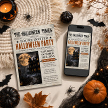 Invitation de journal d'Halloween, Fête d'Hallowee