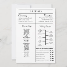 Invitation de journal mariage avec le programme