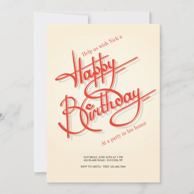 Invitation de joyeux anniversaire (Devant)