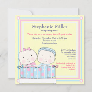 Invitation de jumeaux dans un Baby shower pour enf