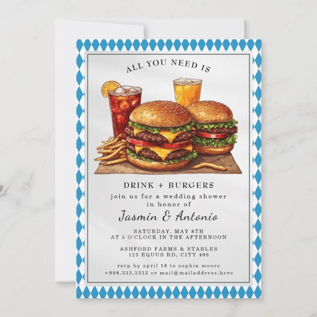 Invitation de jus et de hamburgers (Devant)