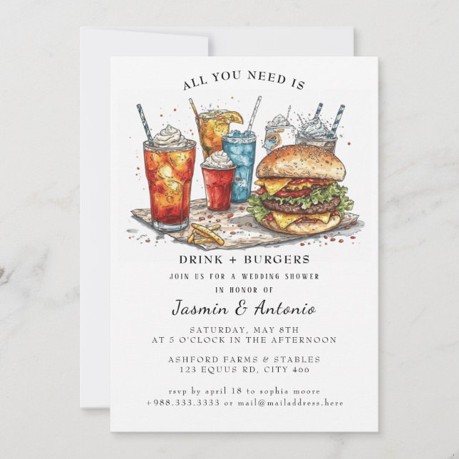 Invitation de jus et de hamburgers (Devant)